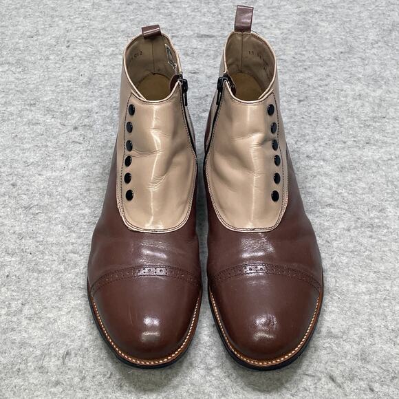 Stacy Adams Madison Mens 11 EE WW Brown Tan Leather Spat Boots Cap Toe Steampunk main image 7
